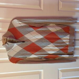 Old Navy Argyle Quarter Zip Sweater (Medium)